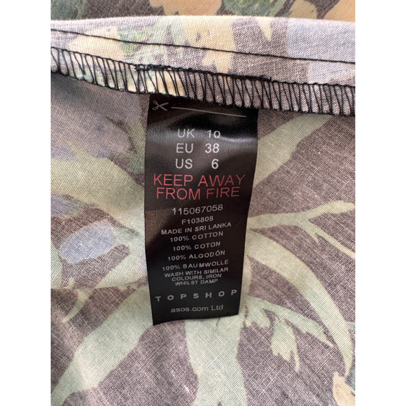 New TOPSHOP NORDSTROM Multicolor Floral Cutout Peplum Camisole 100% Cotton Sz 12 - Picture 7 of 8